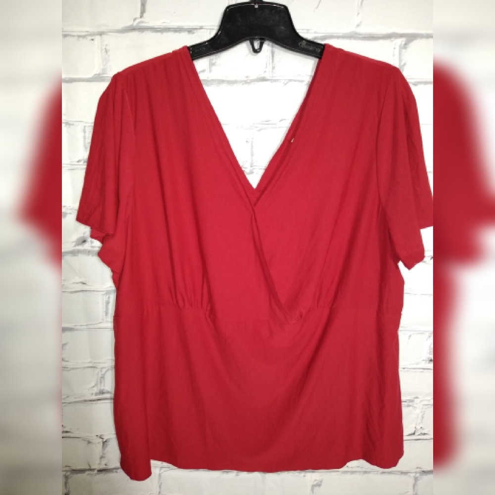 Faded Glory woman 22/24 v-neeck red blouse.